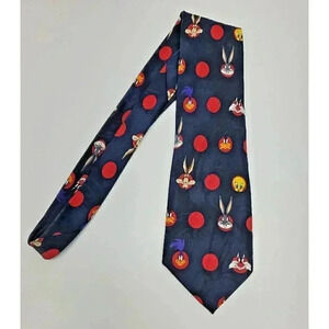 Vintage Looney Tunes Mania Tie Bugs Bunny, Tweety Bird, Wiley Coyote